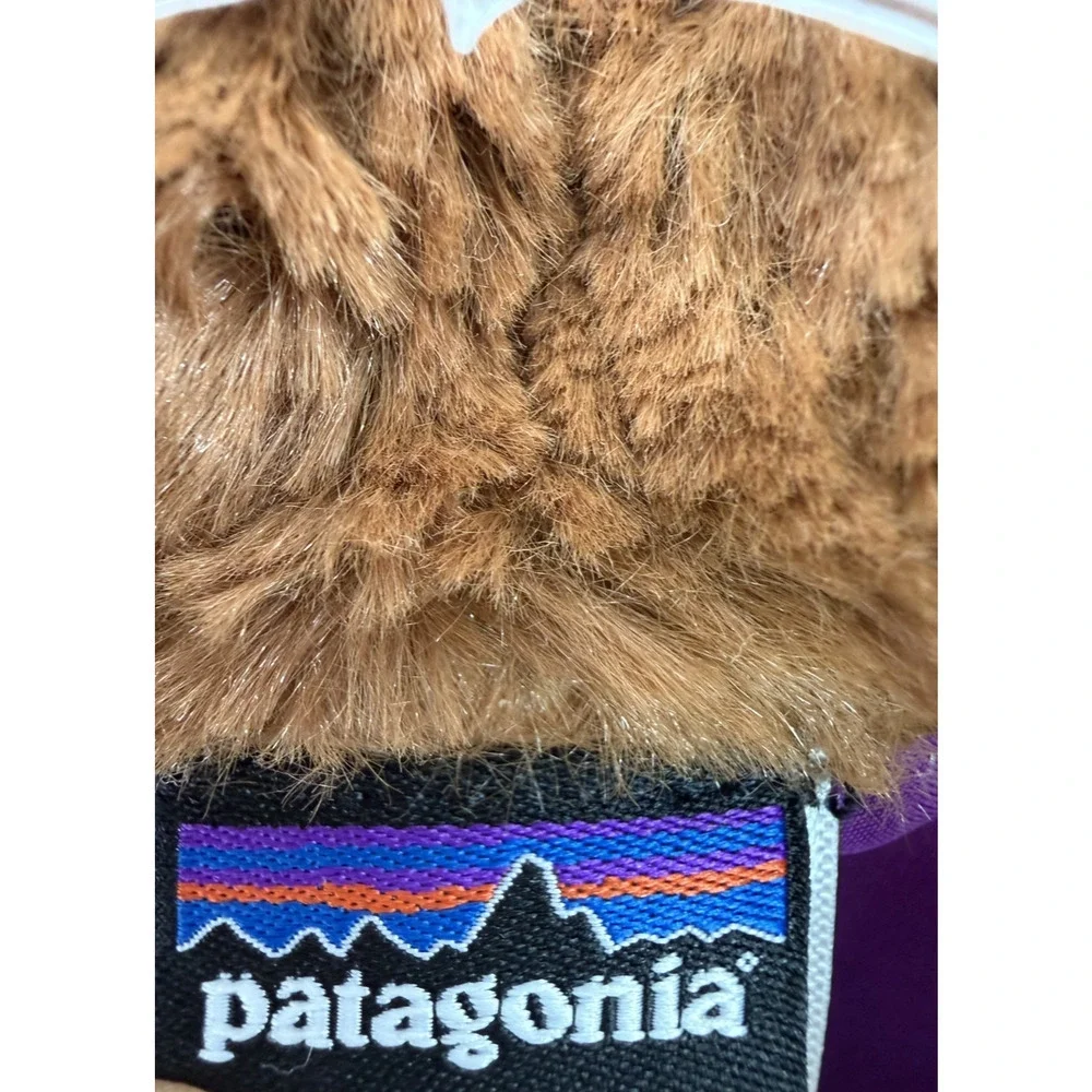 Patagonia Women's Brown Faux Fur Jacket High Pile Fleece Button Front Modern S